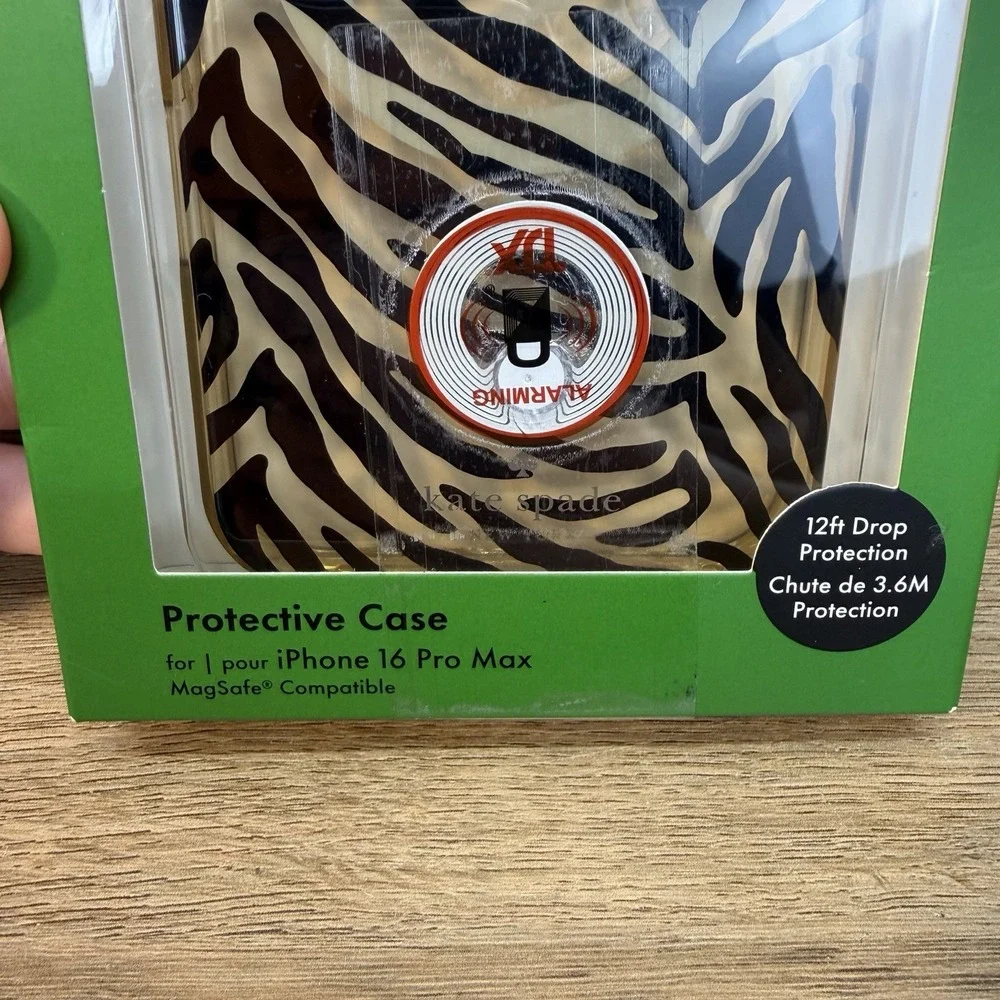 Kate Spade Protective iPhone 16 Pro Max Case Zebra Black Clear Tan MagSafe NEW